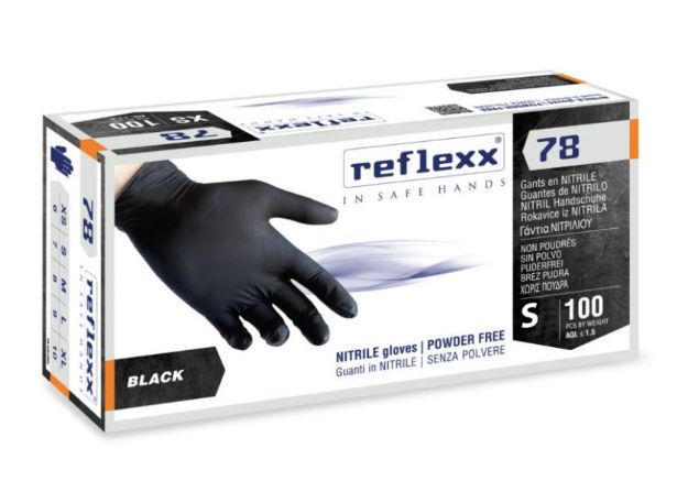 Immagine di REFLEXX 78 tag.S GUANTI NERI NITRILE SENZA POLVERE MONOUSO (100pz)